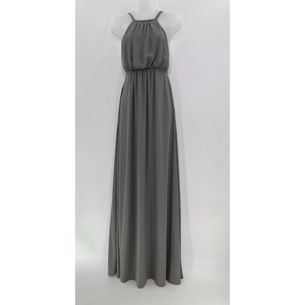 Show Me‎ Your Mumu Women’s Gray Halter  Chiffon Amanda Maxi Dress Sz S, Event